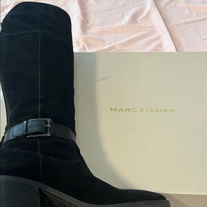 MARC FISHER  Black Suede 7.5 Knee Hi Boots original packaging worn once